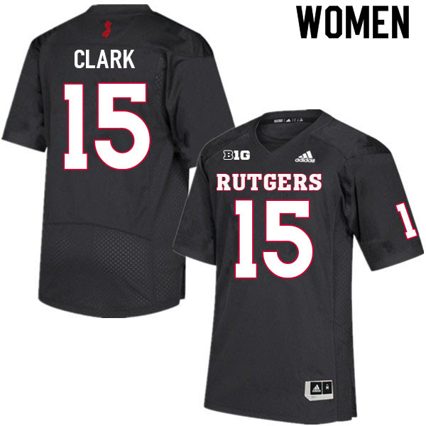 Women #15 Alijah Clark Rutgers Scarlet Knights College Football Jerseys Sale-Black - Click Image to Close
